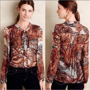Meadow Rue by Anthropologie Briarcliff velvet burnout blouse Size Medium